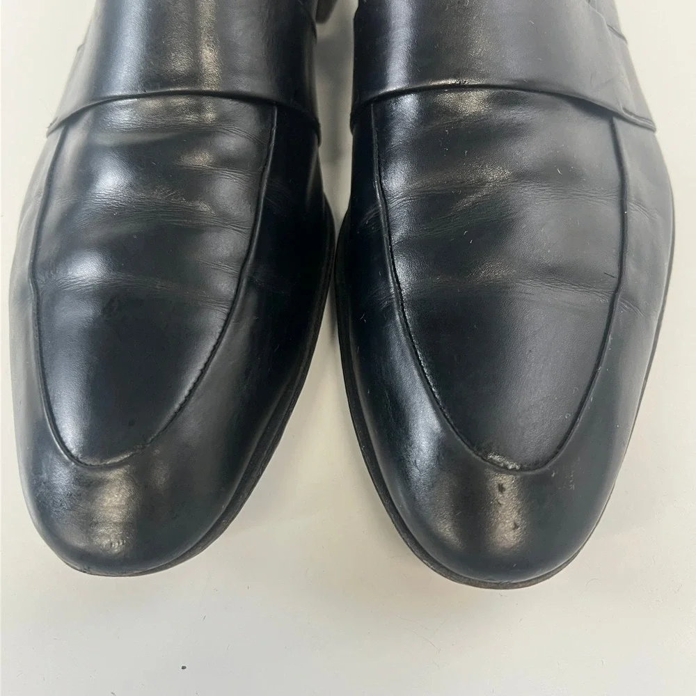 Gravati Mens Black Leather Penny Loafers Italy Almond Toe Dress Shoes Size 11 M